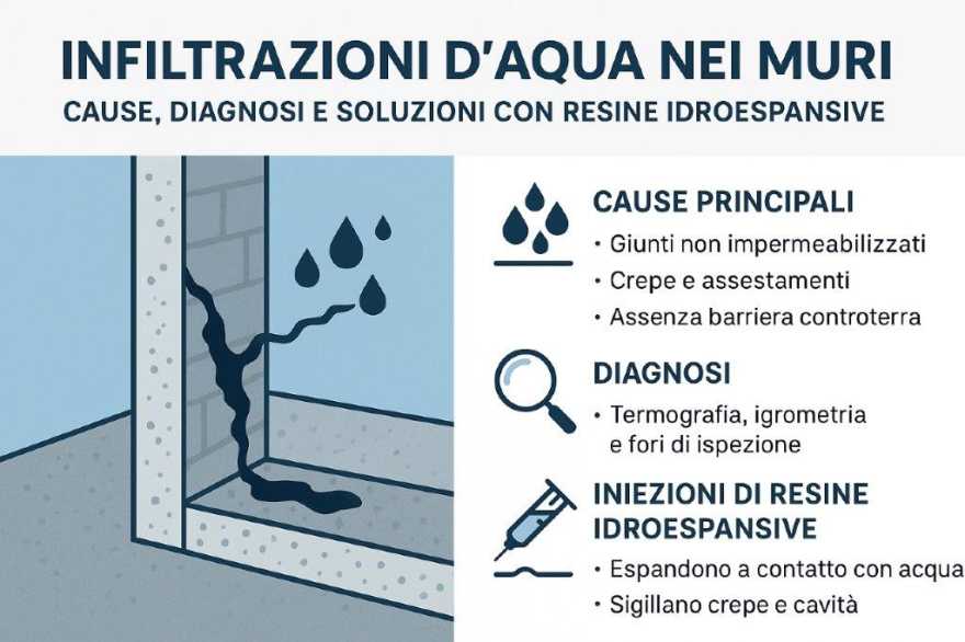 Infiltrazioni d'Acqua nei Muri: Cause, Diagnosi e Soluzioni con Resine Idroespansive